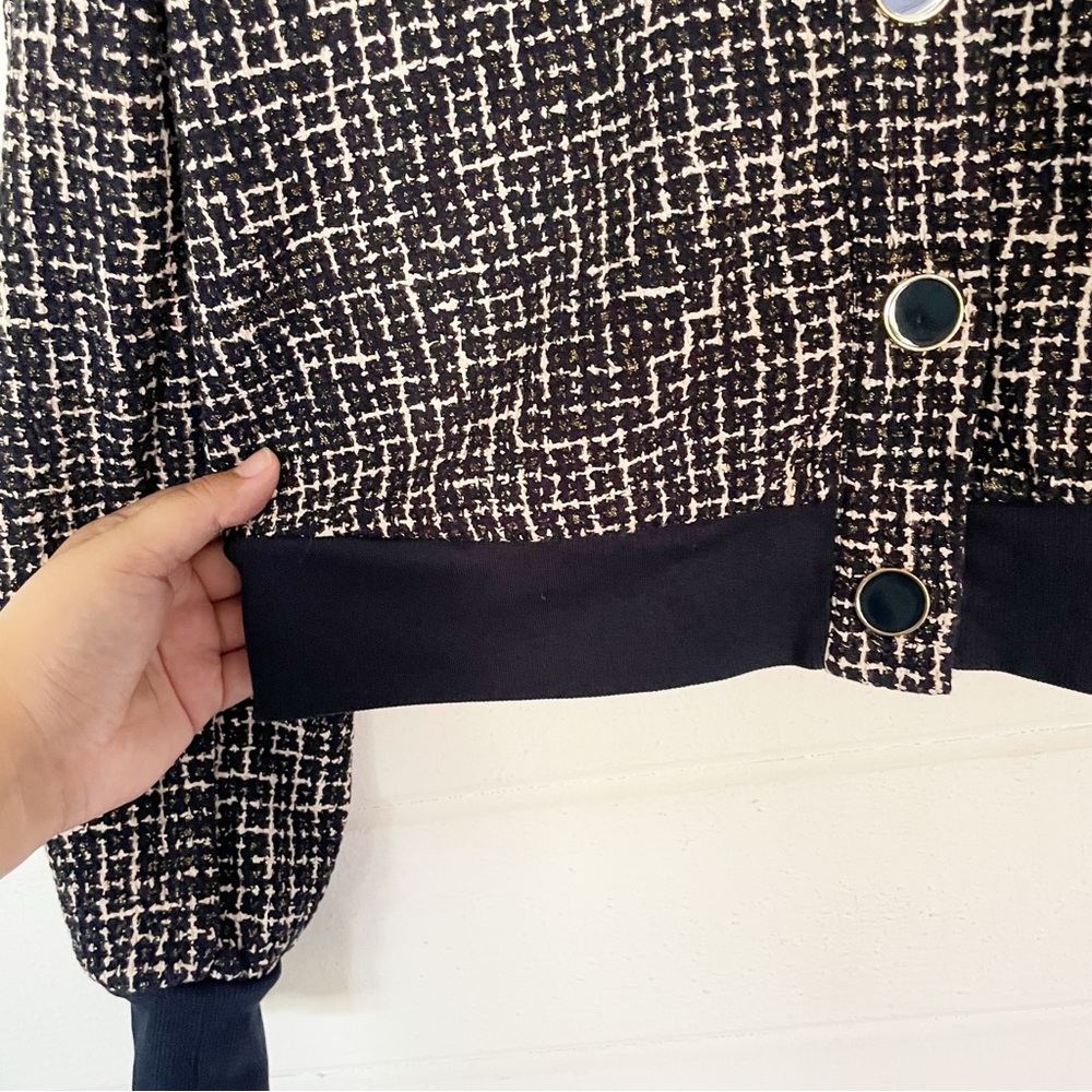 Me+Em Ponte Jacquard Rib Trim Textured Ponte Jersey Jacket Size 12 - Picture 9 of 16